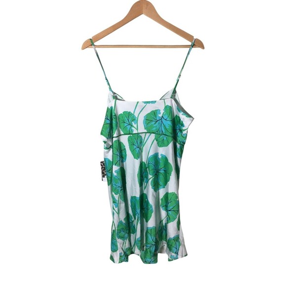 Diane Von Furstenberg Top Women's Size XL White Green Tropical Spaghetti Strap - Picture 2 of 8